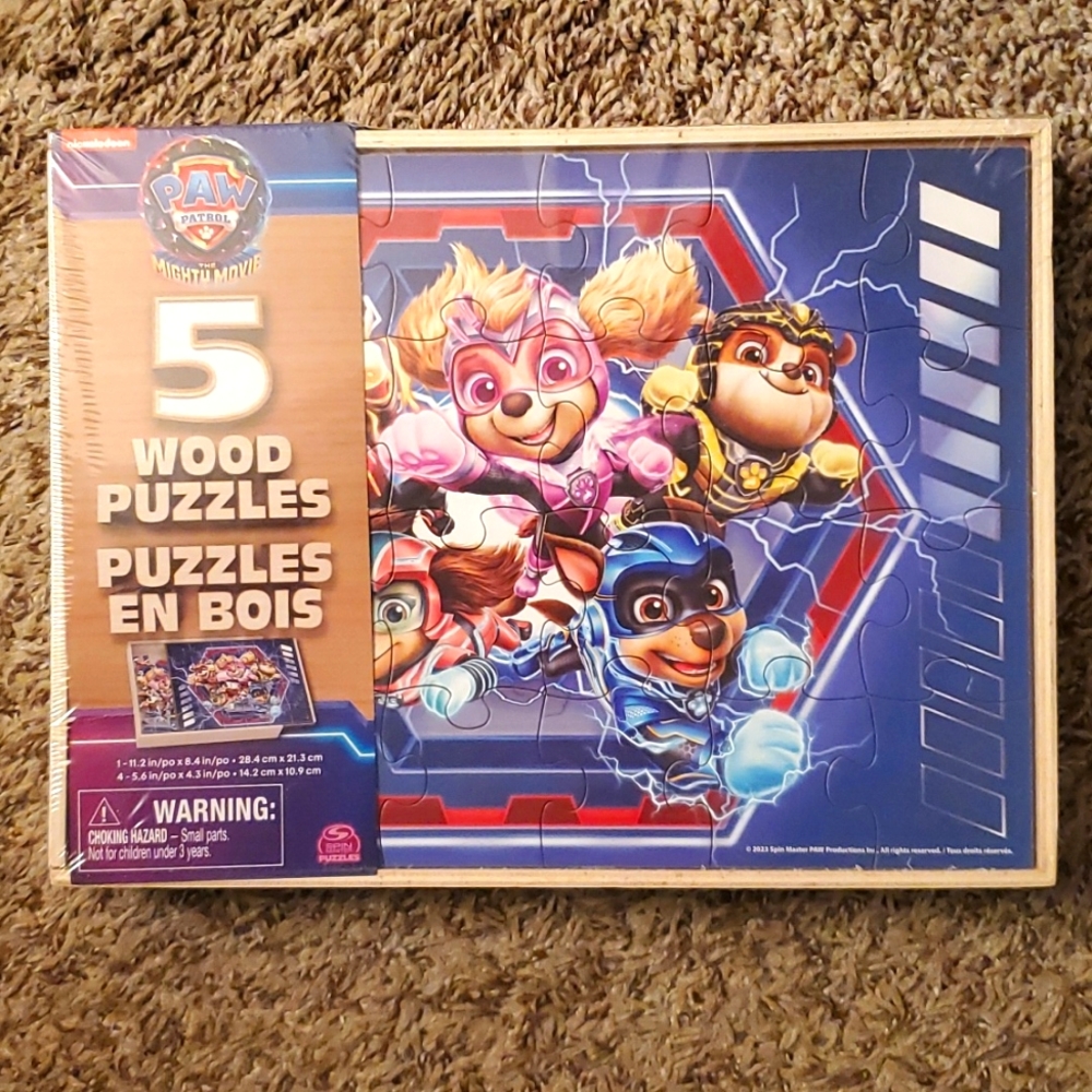 Paw Patrol The Mighty Movie 5 Wood Puzzles